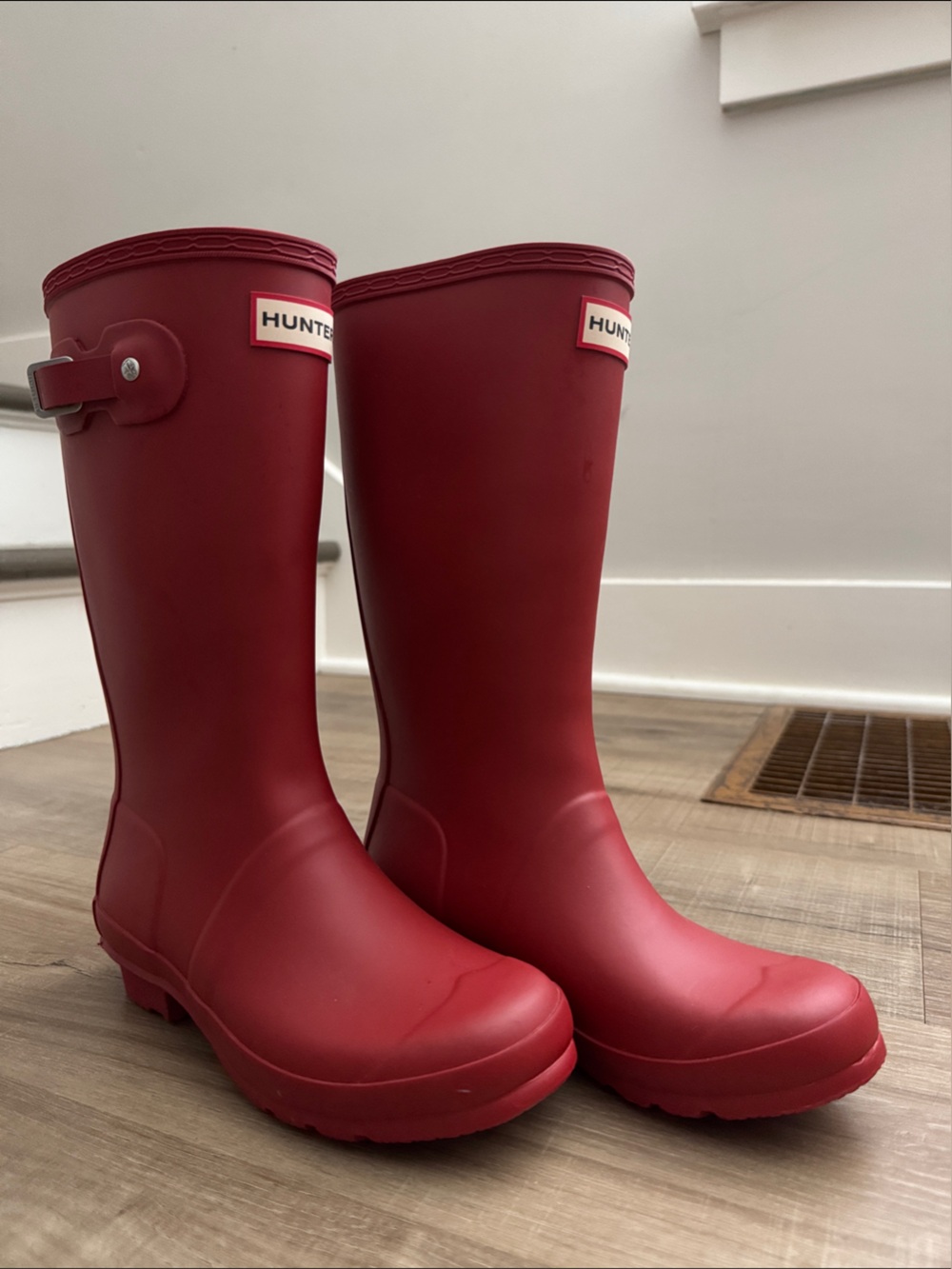 Hunter Original Kids Tall Red Rain Boots Matte | Size 3 | Like Brand New